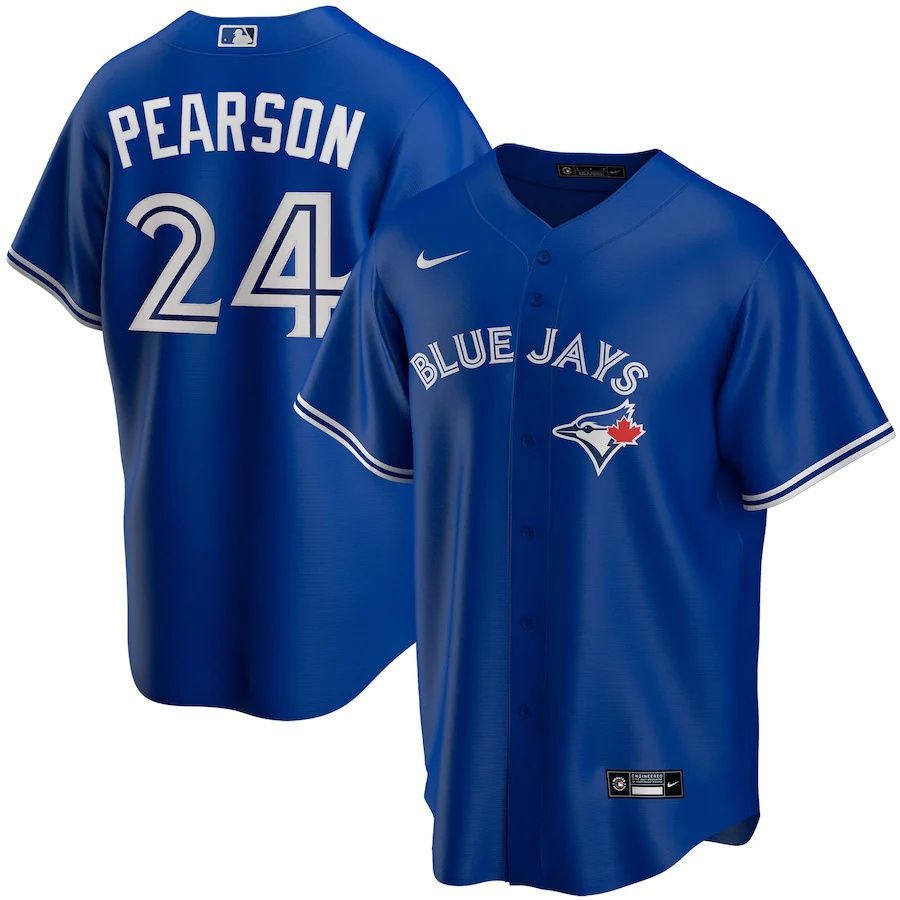 Mens Toronto Blue Jays 24 Nate Pearson Nike Royal Replica Player Name MLB Jerseys